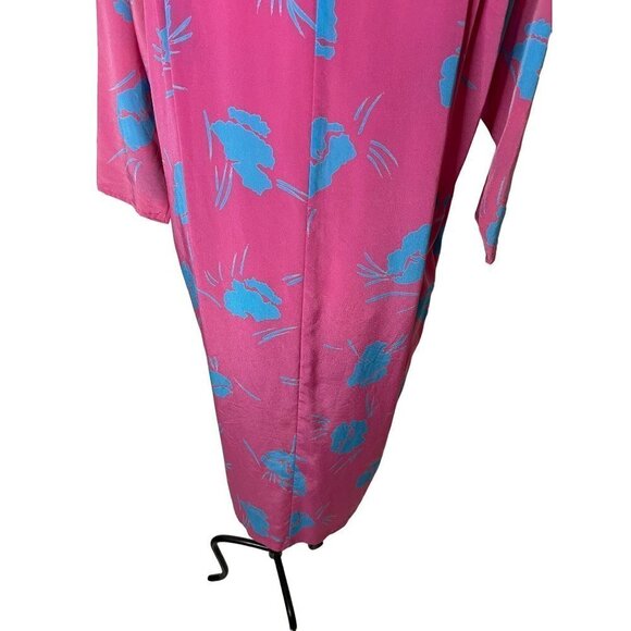 Secrets Vintage Womens Midi Shift Dress Size Large Pink Blue V-Neck Pullover - Picture 7 of 13
